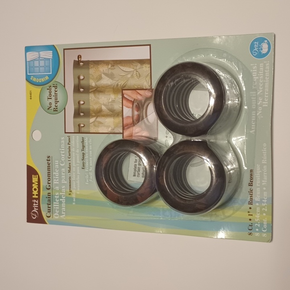 2/$20 8ct Curtain Grommets Dritz Home Easy Snap 1" Rustic Brown 072879444513